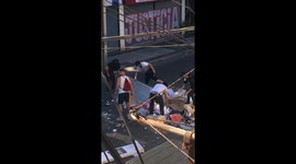 Trash on fire from vandalism in Chile
