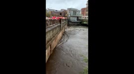 River during flooding in Sheffield 2019 Blonk Street