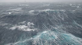 Disorientating footage shows waves crashing against oil rig in North Sea storm