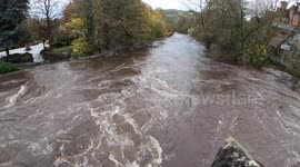 Surrounding land flooded as River Derwent water levels rise in Derbyshire