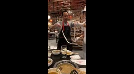 Embarrassing dad tries noodle stretching In California