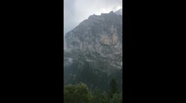 Waterfalls after rain storm in Mürren Switzerland