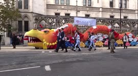 Lord Mayors Show 2019 at the Royal Courts of Justice - military music bands, Bank of China and British Farming float