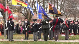 Members of the public and veterans attend Remembrance Day service in Aurora, Canada