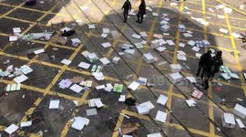 Police remain at scene after protester shot by police in Hong Kong