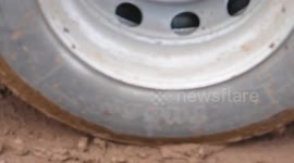 Traffic jam on mud in Nairobi, Kenya