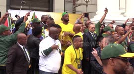 Springboks visit South Africa's Parliament with Webb Ellis Cup