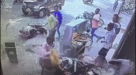Shocking crash sees scooter rider and five-year-old granddaughter scalded with boiling oil in India