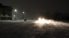Intense snowstorm makes snow fly all over