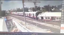Horrifying moment two moving trains collide head-on in southern India