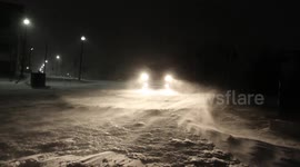 Intense snowstorm hits Ontario hindering Canadian motorists' visibility