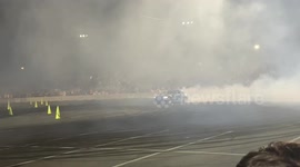 Shocking moment BMW bursts into flames at Las Vegas drift event