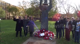 Communists gather at Soviet War Memorial in London on Remembrance Sunday