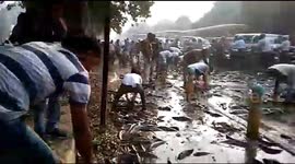 Watch - Loot of spilled fish on Kanpur road, after truck filled with fish get disbalanced