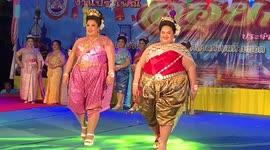 Plus size Thai women take part in beauty pageant to celebrate Buddhist festival