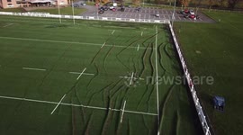 An amateur Rugby team’s brand new all-weather artificial grass pitch was ruined and looking “like a crumpled rug” after being hit by floods