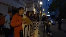 Climate protesters rally outside the Conservative Campaign HQ in London