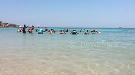French Tourists Dance In Water At Sharm El Sheikh Egypt