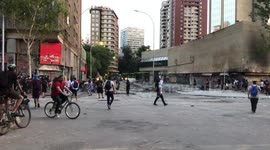 Rioting on the streets of santiago