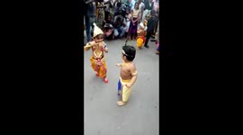 Little krishna in the road
