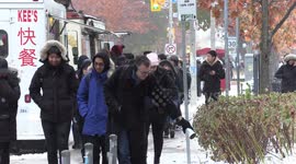 Cold winter weather and light snow continues to fall near the University of Toronto campus this morning as the historic cold November weather continues