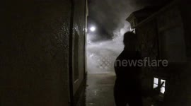 Strong wind causes rough waves to batter St Ives seafront