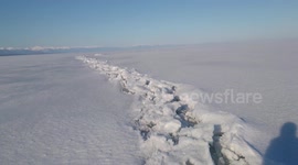 Man films 'icy road' he made attempting to cross frozen Lake Baikal