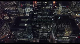 Canary Wharf Night Time Aerial Footage (Drone 4K) - Part 3