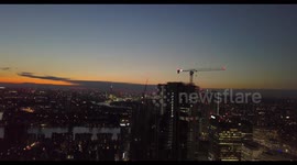 Canary Wharf Night Time Aerial Footage (Drone 4K)