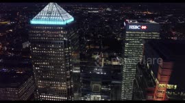 Canary Wharf Night Time Aerial Footage (Drone 4K) - Part 2