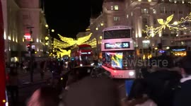 Piccadilly Circus sparkles with Christmas Lights 2019 on the switch on night