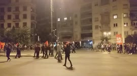 Demonstration turns against Greek police