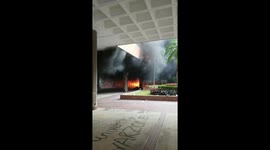 Hong Kong: fire rages at university as protesters and police clash