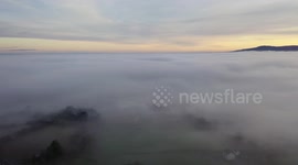 Fog Inversion Over N. Ireland - Drone Reveal At Last Light