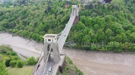 Bristol's famous Clifton Suspension Bridge, designed by Brunel, captured by drone camera