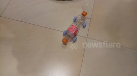 Reducing Plastic Trash, A Father in Indonesia Makes Toy Cars from Used Drink Bottles