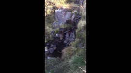 Relaxing stream on Scottish mountain early morning