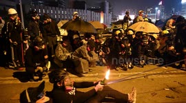 Hong Kong Protesters Misfire a Petrol Bomb Catapult