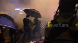 A Journalist is Shot in the Head by a round of Tear Gas during Hong Kong Protests at Polytechnic University