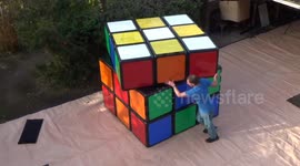 UK puzzle guru creates 'world's largest' Rubik's Cube measuring at over two-metres