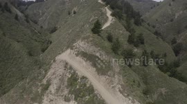 Steep, narrow, dusty road in Chile