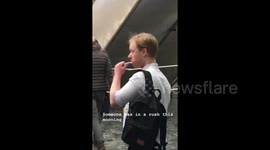 UK man running late cleans his teeth in Euston train station