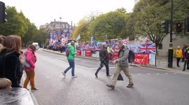 Get Britain Out  BREXIT people crossing road