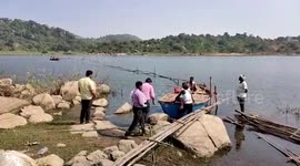 500 metres long man-made bamboo bridge helps over 100 monkeys stranded in an island to cross over to mainland in eastern India