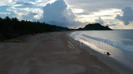 Sunset in a paradise beach.