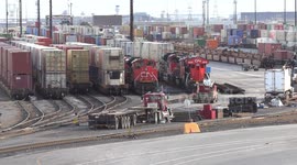 Freight fills up CN rail yard north of Toronto as railway workers remain on strike causing major disruption to the Canadian economy