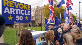 The media outside Parliament covering Brexit