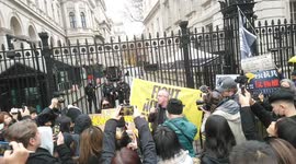 Speech is given outside Downing Street during Hong Kong democracy protest