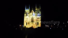 Illuminations wow spectators at Selby Abbey in North Yorkshire, England
