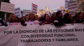 SAD workers demand fair agreements and real assessment of their work in Madrid, Spain.